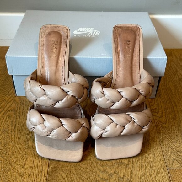 RAYE Braid Leather Strap & Sole Square-Toe Flat Slide Sandals (Nude) - Picture 9 of 16